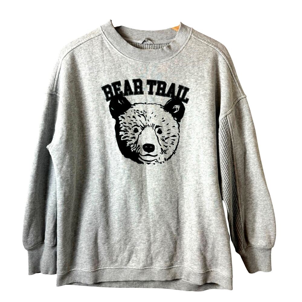 Aerie Bear Trail Womens Oversized Sweatshirt Gray Waffle Knit Casual Comfort